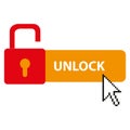 unlock sign on white Royalty Free Stock Photo