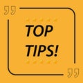 top tips tag on yellow