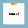time equals money post it on blue Royalty Free Stock Photo