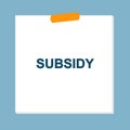 subsidy post it on blue Royalty Free Stock Photo