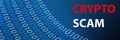 crypto scam banner on blue Royalty Free Stock Photo