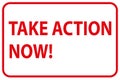 take action now stamp on white Royalty Free Stock Photo