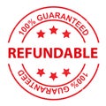 percent 100 guaranteed refundable stamp on white Royalty Free Stock Photo