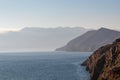 Baska - Coastal hiking trail along steep cliffs and mountains near tourist town Baska, Krk island, Primorje-Gorski Kotar Royalty Free Stock Photo