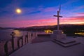 Baska on Krk island. Evening view of bay from graveyard above town of Baska Royalty Free Stock Photo