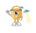 Basket alien cartoon mascot vector