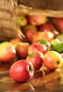 Basket of apples on a wet table Royalty Free Stock Photo