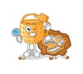 Basket archaeologists with fossils mascot. cartoon vector