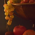 Basket with artificial fruits