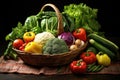 basket of assorted fresh organic vegetables Royalty Free Stock Photo