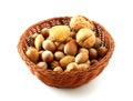 Basket of assorted nuts Royalty Free Stock Photo