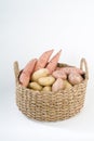 Basket of assorted potatoes Royalty Free Stock Photo