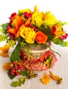 Basket of autumn flowers