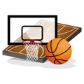 Basket Ball Field and Ball Vector Illustration