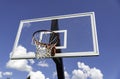 A basket ball hoop on an out door court