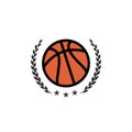 Basket ball team match competition winner logo and vector icon