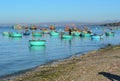 Basket boats at fishing village in Phan Thiet, Vietnam