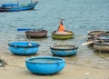 Basket boats in Phan Rang, Vietnam Royalty Free Stock Photo