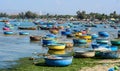 Basket boats on the sea in Phanrang, Vietnam