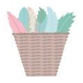 Basket bohemian with feathers decorative