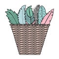 Basket bohemian with feathers decorative