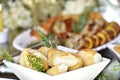 Basket with bread and cake with occasional blur