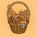 basket of bread comic book pop art raster