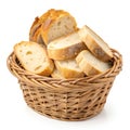 Basket of Bread Slices Isolated on White Background Royalty Free Stock Photo