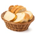A Basket of Bread Slices Isolated on White Background Royalty Free Stock Photo