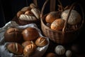 basket of breads, rolls and buns baked by an artisan baker