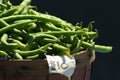 Basket of green beans for sale at the farmers market Royalty Free Stock Photo