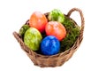 Basket of brightly coloured Easter Eggs Royalty Free Stock Photo