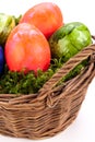 Basket of brightly coloured Easter Eggs Royalty Free Stock Photo