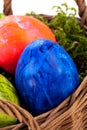 Basket of brightly coloured Easter Eggs Royalty Free Stock Photo