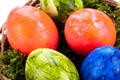 Basket of brightly coloured Easter Eggs Royalty Free Stock Photo