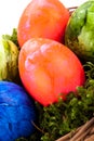 Basket of brightly coloured Easter Eggs Royalty Free Stock Photo