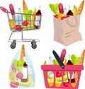 Basket, cart, bag, paper bag. Royalty Free Stock Photo