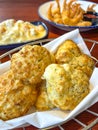 Basket of Cheddar Biscuits in a Sea Food Restaurant Royalty Free Stock Photo