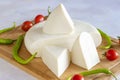 Soft feta cheese on wood background Royalty Free Stock Photo