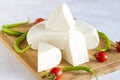 Soft feta cheese on wood background Royalty Free Stock Photo