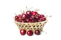 Basket with cherries isolated on a white background Royalty Free Stock Photo