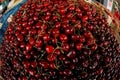 Basket of cherries at the market Royalty Free Stock Photo