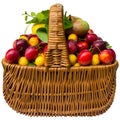Basket with cherry plum and plums. Royalty Free Stock Photo