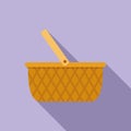 Basket container icon flat vector. Picnic wicker