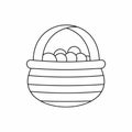 Basket with cranberries icon, outline style