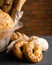 Basket with different types of breads Royalty Free Stock Photo