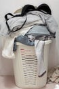 Basket dirty laundry in the bathroom Royalty Free Stock Photo