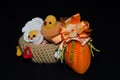 Basket with Easter chicks and egg Royalty Free Stock Photo