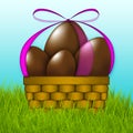 Basket of easter chocolate eggs