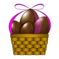 Basket of easter chocolate eggs